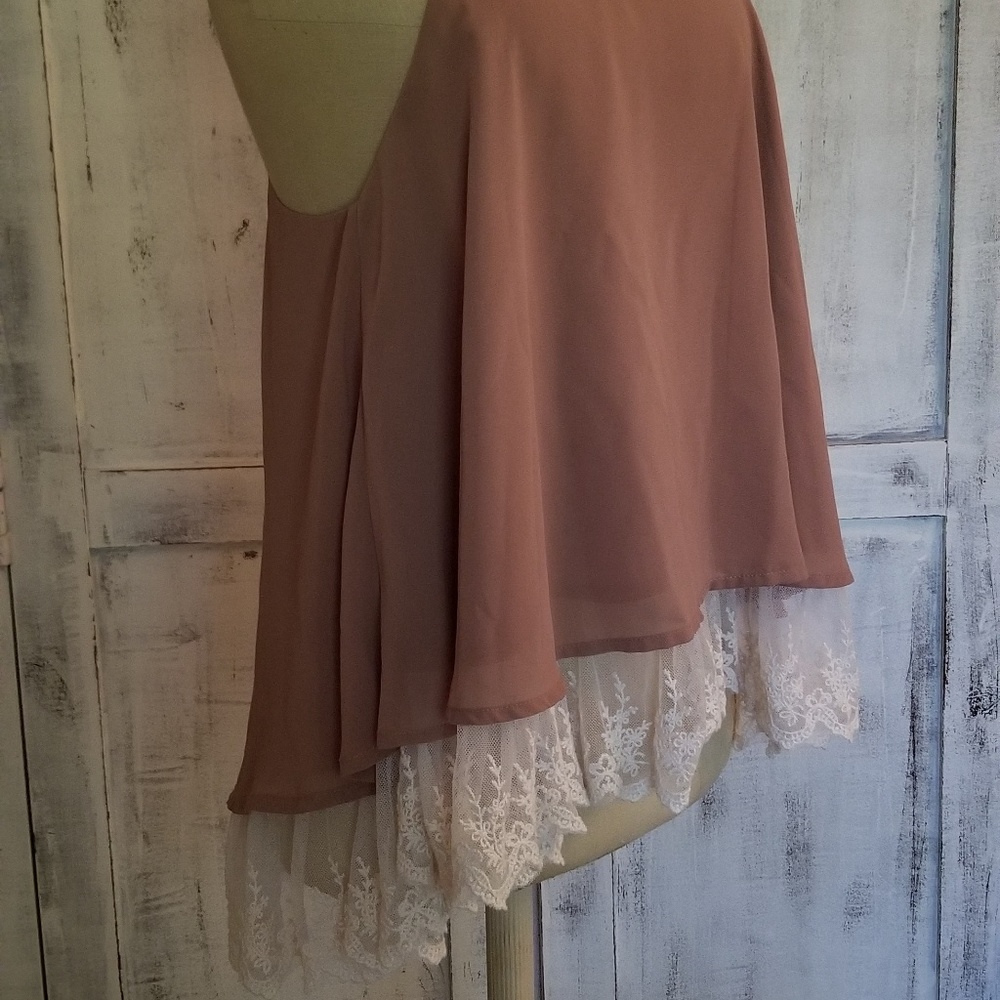 Lace bottom racerback tank